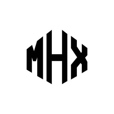 MHX letter logo design with polygon shape. MHX polygon and cube shape logo design. MHX hexagon vector logo template white and black colors. MHX monogram, business and real estate logo.