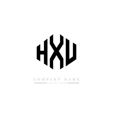 HXU letter logo design with polygon shape. HXU polygon and cube shape logo design. HXU hexagon vector logo template white and black colors. HXU monogram, business and real estate logo.