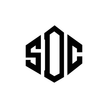 Çokgen şekilli SDC harf logosu tasarımı. SDC çokgen ve küp şeklinde logo tasarımı. SDC altıgen vektör logosu beyaz ve siyah renklerde. SDC monogramı, iş ve emlak logosu.