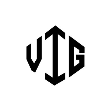 Çokgen şekilli vig harf logosu tasarımı. VIP çokgen ve küp şeklinde logo tasarımı. VIG altıgen vektör logosu şablonu beyaz ve siyah renkler. VIG monogramı, iş ve emlak logosu.