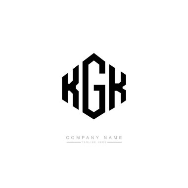 Çokgen şekilli KGK harf logosu tasarımı. Küp şeklinde logo tasarımı. Altıgen vektör logosu beyaz ve siyah renklerde. Monogram, iş ve emlak logosu.