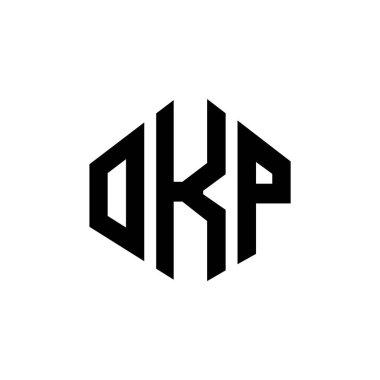 Çokgen şekilli OKP harf logosu tasarımı. OKP çokgen ve küp şeklinde logo tasarımı. OKP altıgen vektör logosu şablonu beyaz ve siyah renkler. Tamam, monogram, iş ve emlak logosu.