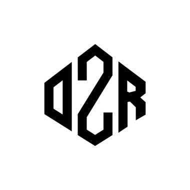 Çokgen şekilli OZR harf logosu tasarımı. OZR çokgen ve küp şeklinde logo tasarımı. OZR altıgen vektör logosu beyaz ve siyah renkler. OZR monogramı, iş ve emlak logosu.