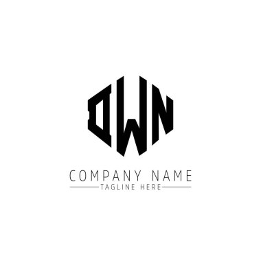 DWN letter logo design with polygon shape. DWN polygon and cube shape logo design. DWN hexagon vector logo template white and black colors. DWN monogram, business and real estate logo.