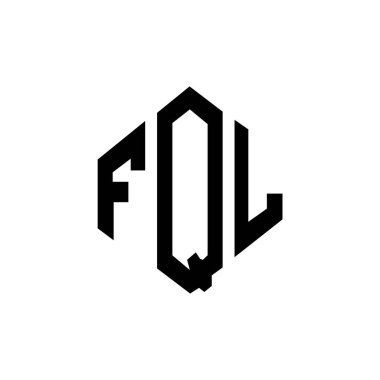 FQL letter logo design with polygon shape. FQL polygon and cube shape logo design. FQL hexagon vector logo template white and black colors. FQL monogram, business and real estate logo.