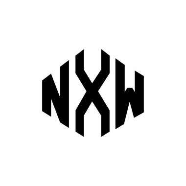 NXW letter logo design with polygon shape. NXW polygon and cube shape logo design. NXW hexagon vector logo template white and black colors. NXW monogram, business and real estate logo.