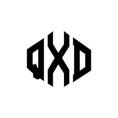 QXD letter logo design with polygon shape. QXD polygon and cube shape logo design. QXD hexagon vector logo template white and black colors. QXD monogram, business and real estate logo.