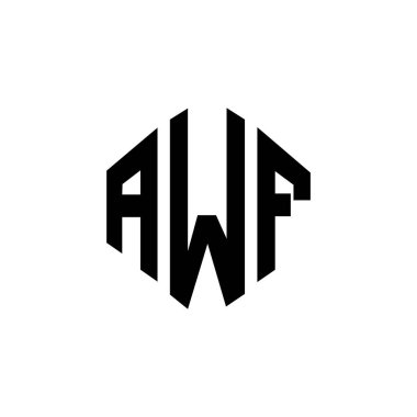 AWF letter logo design with polygon shape. AWF polygon and cube shape logo design. AWF hexagon vector logo template white and black colors. AWF monogram, business and real estate logo.