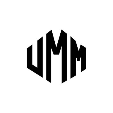 UMM letter logo design with polygon shape. UMM polygon and cube shape logo design. UMM hexagon vector logo template white and black colors. UMM monogram, business and real estate logo.