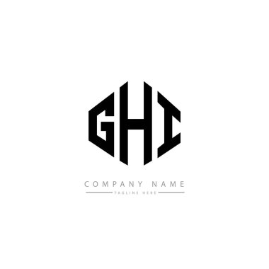 Çokgen şekilli GHI harf logosu tasarımı. Küp şeklinde logo tasarımı. Altıgen vektör logosu beyaz ve siyah renklerde. Monogram, iş ve emlak logosu.