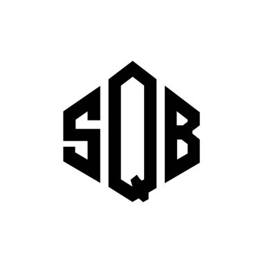 Çokgen şekilli SQB harf logosu tasarımı. SQB çokgen ve küp şeklinde logo tasarımı. SQB altıgen vektör logo şablonu beyaz ve siyah renkler. SQB monogramı, iş ve emlak logosu.