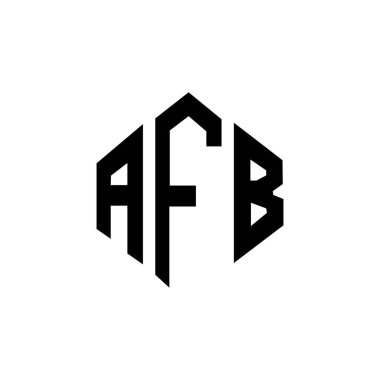 Çokgen şekilli AFB harf logosu tasarımı. AFB çokgen ve küp şeklinde logo tasarımı. AFB altıgen vektör logosu beyaz ve siyah renkler. AFB monogramı, iş ve emlak logosu.