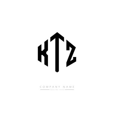 Çokgen şekilli KTZ harf logosu tasarımı. Küp şeklinde logo tasarımı. Altıgen vektör logosu beyaz ve siyah renklerde. Monogram, iş ve emlak logosu.