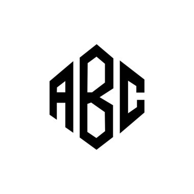 Çokgen şekilli ABC harfi logo tasarımı. ABC çokgen ve küp şeklinde logo tasarımı. ABC altıgen vektör logosu beyaz ve siyah renkler. ABC monogramı, iş ve emlak logosu.