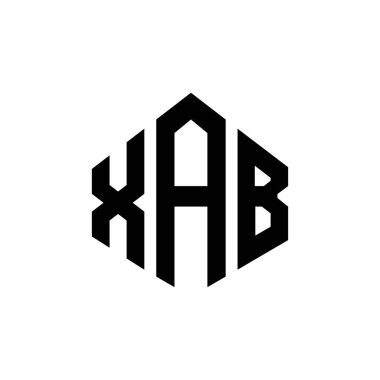 XAB letter logo design with polygon shape. XAB polygon and cube shape logo design. XAB hexagon vector logo template white and black colors. XAB monogram, business and real estate logo.
