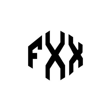 FXX letter logo design with polygon shape. FXX polygon and cube shape logo design. FXX hexagon vector logo template white and black colors. FXX monogram, business and real estate logo.
