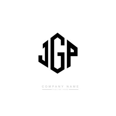 Çokgen şekilli JGP harf logosu tasarımı. JGP çokgen ve küp şeklinde logo tasarımı. JGP altıgen vektör logosu beyaz ve siyah renkler. JGP monogramı, iş ve emlak logosu.