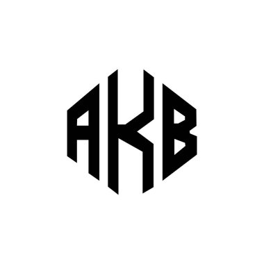 AKB letter logo design with polygon shape. AKB polygon and cube shape logo design. AKB hexagon vector logo template white and black colors. AKB monogram, business and real estate logo.
