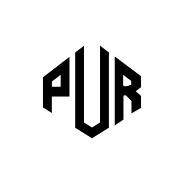 PUR letter logo design with polygon shape. PUR polygon and cube shape logo design. PUR hexagon vector logo template white and black colors. PUR monogram, business and real estate logo.