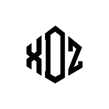 Çokgen şekilli XDZ harf logosu tasarımı. XDZ çokgen ve küp şeklinde logo tasarımı. XDZ altıgen vektör logosu beyaz ve siyah renkler. XDZ monogramı, iş ve emlak logosu.