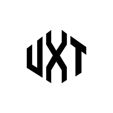 UXT letter logo design with polygon shape. UXT polygon and cube shape logo design. UXT hexagon vector logo template white and black colors. UXT monogram, business and real estate logo.