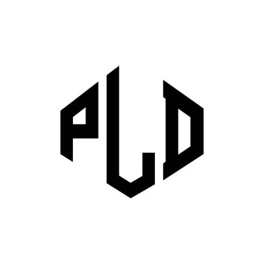 Çokgen şekilli PLD harf logosu tasarımı. PLD çokgen ve küp şeklinde logo tasarımı. PLD altıgen vektör logosu şablonu beyaz ve siyah renkler. PLD monogramı, iş ve gayrimenkul logosu.