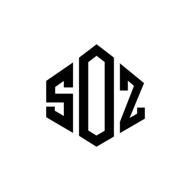 SOZ letter logo design with polygon shape. SOZ polygon and cube shape logo design. SOZ hexagon vector logo template white and black colors. SOZ monogram, business and real estate logo.