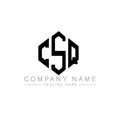 Çokgen şekilli CSQ harf logosu tasarımı. CSQ çokgen ve küp şeklinde logo tasarımı. CSQ altıgen vektör logosu beyaz ve siyah renkler. CSQ monogramı, iş ve emlak logosu.