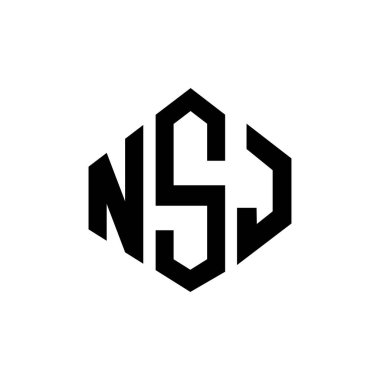NSJ letter logo design with polygon shape. NSJ polygon and cube shape logo design. NSJ hexagon vector logo template white and black colors. NSJ monogram, business and real estate logo.
