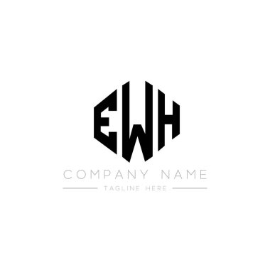 EWH letter logo design with polygon shape. EWH polygon and cube shape logo design. EWH hexagon vector logo template white and black colors. EWH monogram, business and real estate logo.