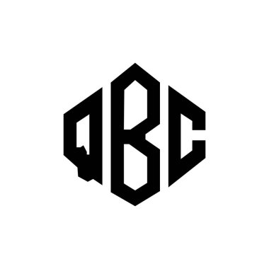 QBC letter logo design with polygon shape. QBC polygon and cube shape logo design. QBC hexagon vector logo template white and black colors. QBC monogram, business and real estate logo.
