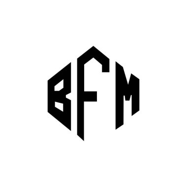 BFM letter logo design with polygon shape. BFM polygon and cube shape logo design. BFM hexagon vector logo template white and black colors. BFM monogram, business and real estate logo.