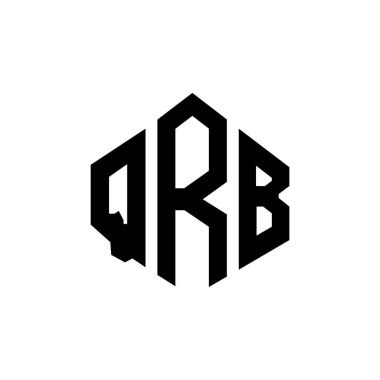 QRB letter logo design with polygon shape. QRB polygon and cube shape logo design. QRB hexagon vector logo template white and black colors. QRB monogram, business and real estate logo.