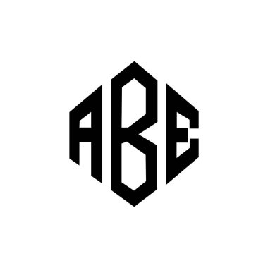 Çokgen şekilli ABE harf logosu tasarımı. ABE çokgen ve küp şeklinde logo tasarımı. ABE altıgen vektör logosu beyaz ve siyah renkler. ABE monogramı, iş ve emlak logosu.