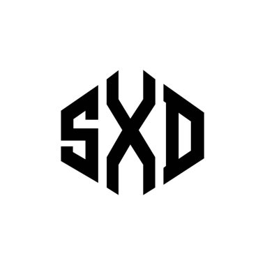 SXD letter logo design with polygon shape. SXD polygon and cube shape logo design. SXD hexagon vector logo template white and black colors. SXD monogram, business and real estate logo.