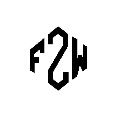 Çokgen şekilli FZW harf logosu tasarımı. FZW çokgen ve küp şeklinde logo tasarımı. FZW altıgen vektör logosu beyaz ve siyah renkler. FZW monogram, iş ve emlak logosu.