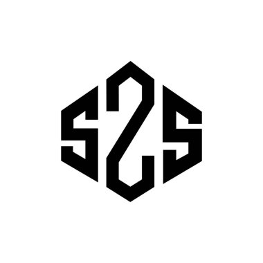 Çokgen şekilli SZS harf logosu tasarımı. SZS çokgen ve küp şeklinde logo tasarımı. SZS altıgen vektör logo şablonu beyaz ve siyah renkler. SZS monogram, iş ve gayrimenkul logosu.