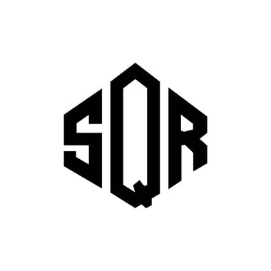 SQR letter logo design with polygon shape. SQR polygon and cube shape logo design. SQR hexagon vector logo template white and black colors. SQR monogram, business and real estate logo.