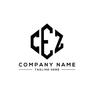 Çokgen şekilli CEZ harf logosu tasarımı. CEZ çokgen ve küp şeklinde logo tasarımı. CEZ altıgen vektör logosu beyaz ve siyah renklerde. CEZ monogramı, iş ve emlak logosu.