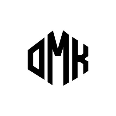 OMK letter logo design with polygon shape. OMK polygon and cube shape logo design. OMK hexagon vector logo template white and black colors. OMK monogram, business and real estate logo.