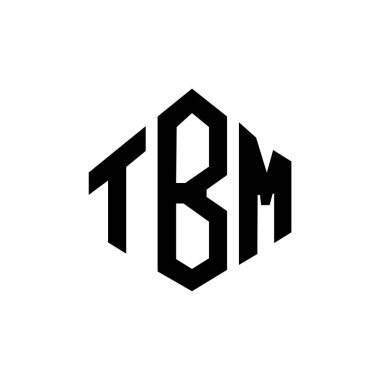 Çokgen şekilli TBM harf logosu tasarımı. TBM çokgen ve küp şeklinde logo tasarımı. TBM altıgen vektör logo şablonu beyaz ve siyah renkler. TBM monogramı, iş ve emlak logosu.