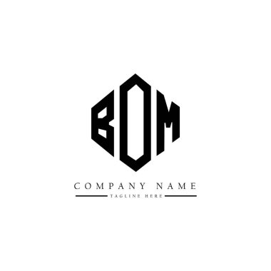 BOM letter logo design with polygon shape. BOM polygon and cube shape logo design. BOM hexagon vector logo template white and black colors. BOM monogram, business and real estate logo.