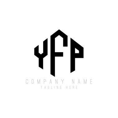 Çokgen şekilli YFP harf logosu tasarımı. YFP çokgen ve küp şeklinde logo tasarımı. YFP altıgen vektör logo şablonu beyaz ve siyah renkler. YFP monogramı, iş ve emlak logosu.