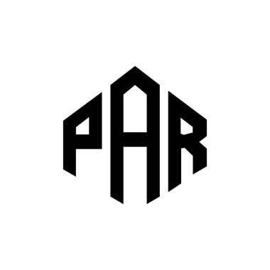 PAR letter logo design with polygon shape. PAR polygon and cube shape logo design. PAR hexagon vector logo template white and black colors. PAR monogram, business and real estate logo.