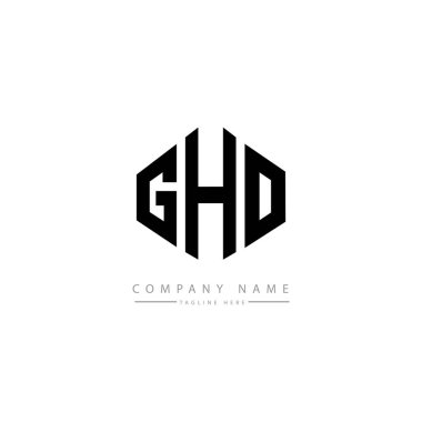 GHO harfleri, çokgen şekilli logo tasarımı. Küp şeklinde logo tasarımı. Altıgen vektör logosu beyaz ve siyah renklerde. Monogram, iş ve emlak logosu.
