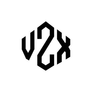 VZX letter logo design with polygon shape. VZX polygon and cube shape logo design. VZX hexagon vector logo template white and black colors. VZX monogram, business and real estate logo.