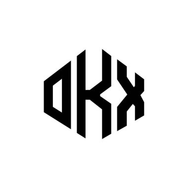 OKX letter logo design with polygon shape. OKX polygon and cube shape logo design. OKX hexagon vector logo template white and black colors. OKX monogram, business and real estate logo.