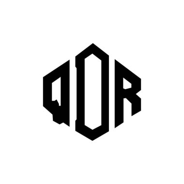 QDR letter logo design with polygon shape. QDR polygon and cube shape logo design. QDR hexagon vector logo template white and black colors. QDR monogram, business and real estate logo.