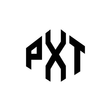 Çokgen şekilli PXT harf logosu tasarımı. PXT çokgen ve küp şeklinde logo tasarımı. PXT altıgen vektör logosu beyaz ve siyah renkler. PXT monogramı, iş ve emlak logosu.