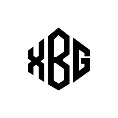 Çokgen şekilli XBG harf logosu tasarımı. XBG çokgen ve küp şeklinde logo tasarımı. XBG altıgen vektör logosu beyaz ve siyah renkler. XBG monogramı, iş ve emlak logosu.